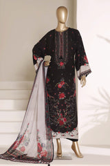 Sada Bahar Stitched 3 Piece Self Lawn Kaftan Suit-PR-925-Black