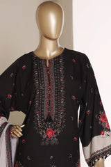 Sada Bahar Stitched 3 Piece Self Lawn Kaftan Suit-PR-925-Black