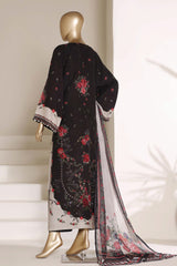 Sada Bahar Stitched 3 Piece Self Lawn Kaftan Suit-PR-925-Black