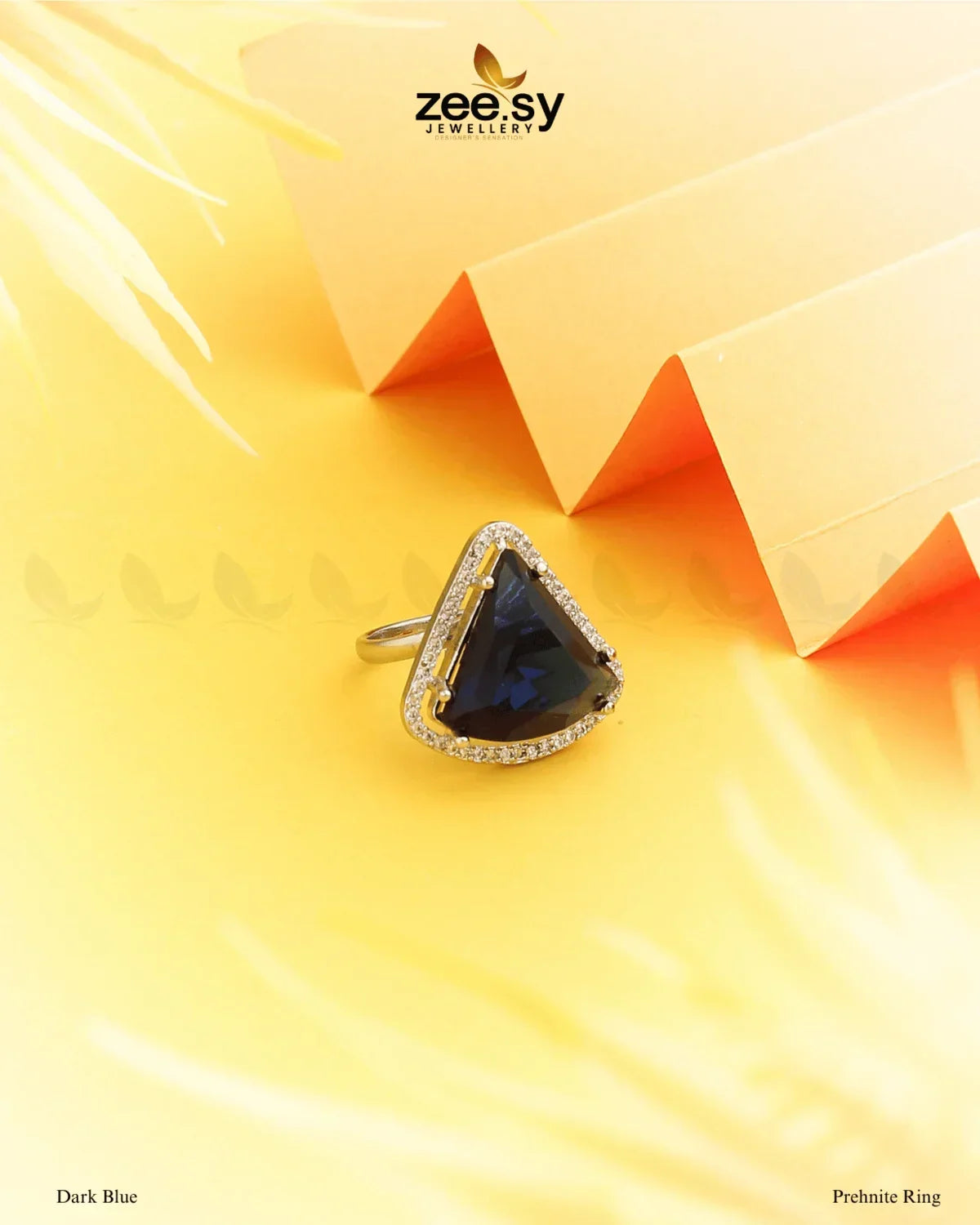 Prehnite Ring Dark Blue - Zeesy Jewellery