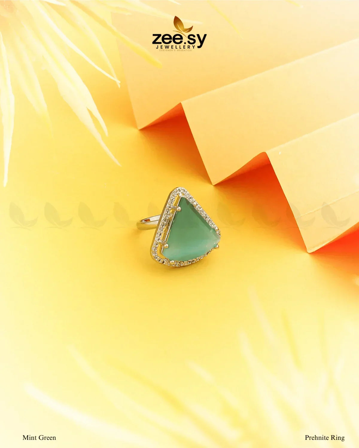 Prehnite Ring Mint Green - Zeesy Jewellery