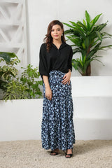 Sprinkles Stitched 1 Piece Summer Bottoms Kids Collection'2025-Navy Twilight Allover Floral Print Skirt