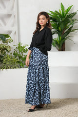 Sprinkles Stitched 1 Piece Summer Bottoms Kids Collection'2025-Navy Twilight Allover Floral Print Skirt