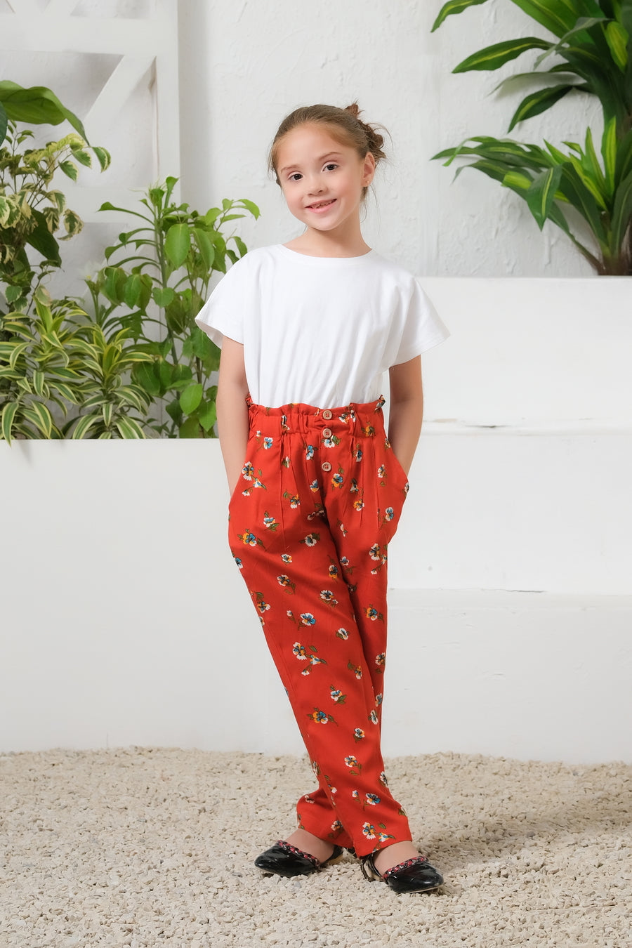 Sprinkles Stitched 1 Piece Summer Bottoms Kids Collection'2025-Mod Floral Print Wide Leg Trouser