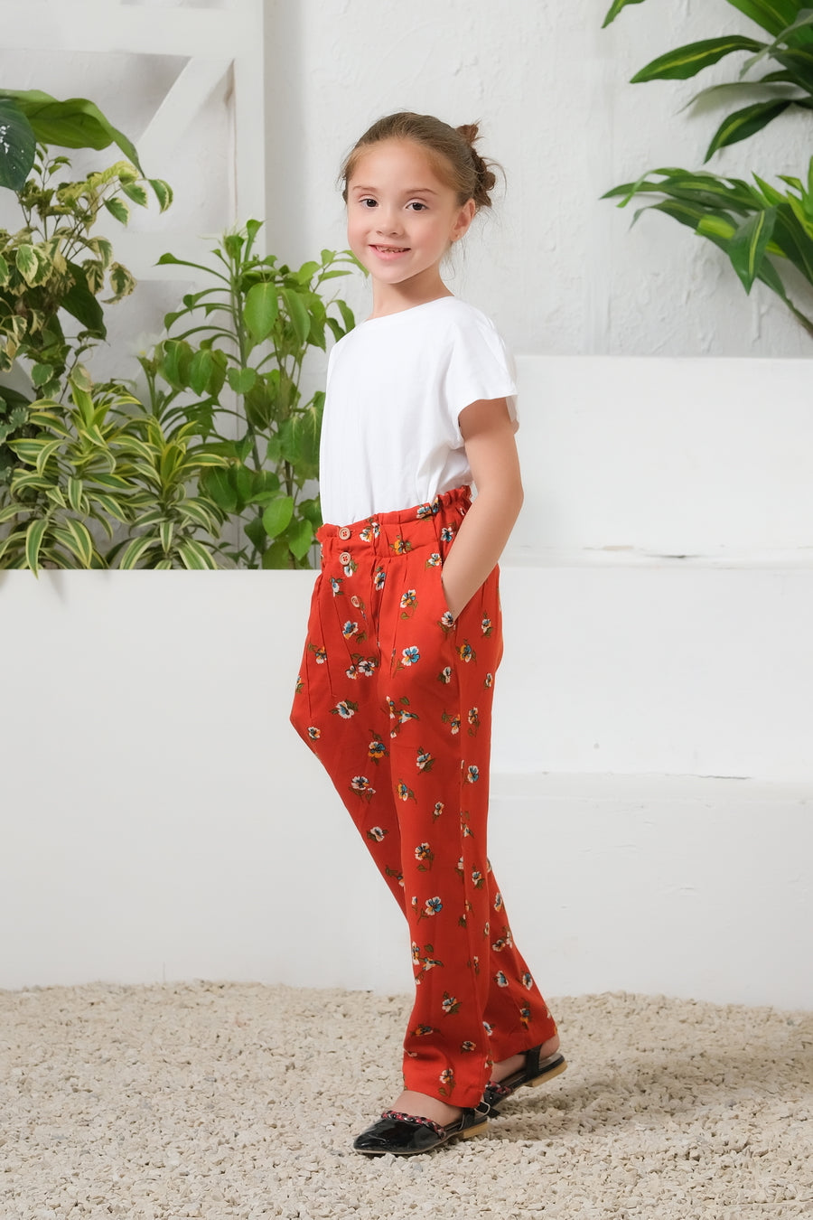 Sprinkles Stitched 1 Piece Summer Bottoms Kids Collection'2025-Mod Floral Print Wide Leg Trouser
