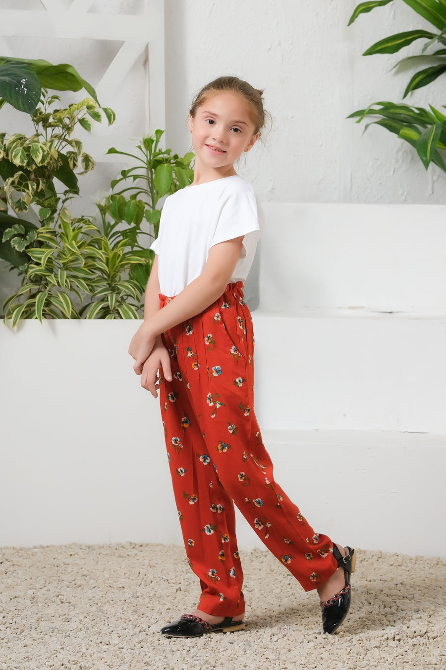 Sprinkles Stitched 1 Piece Summer Bottoms Kids Collection'2025-Mod Floral Print Wide Leg Trouser