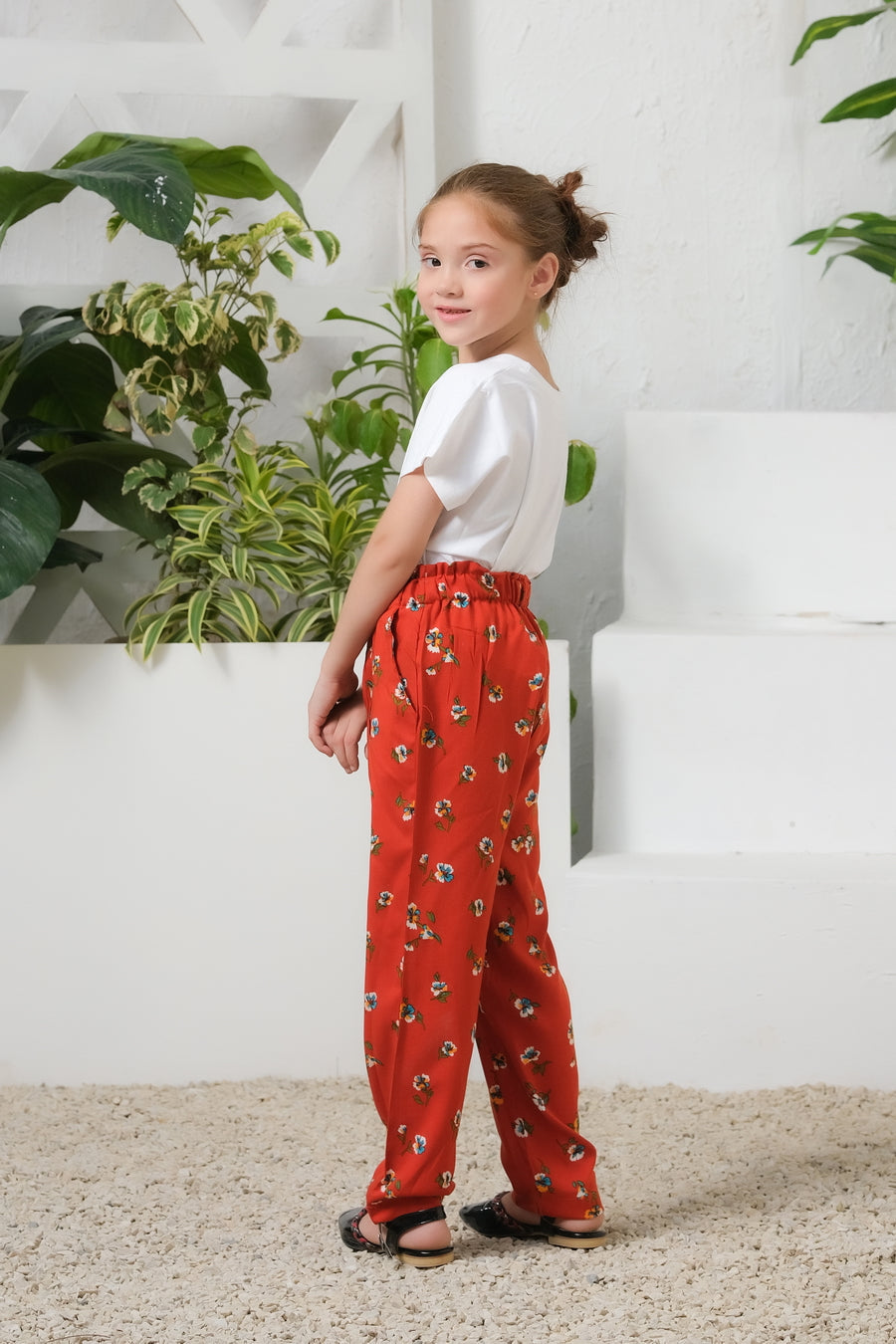 Sprinkles Stitched 1 Piece Summer Bottoms Kids Collection'2025-Mod Floral Print Wide Leg Trouser