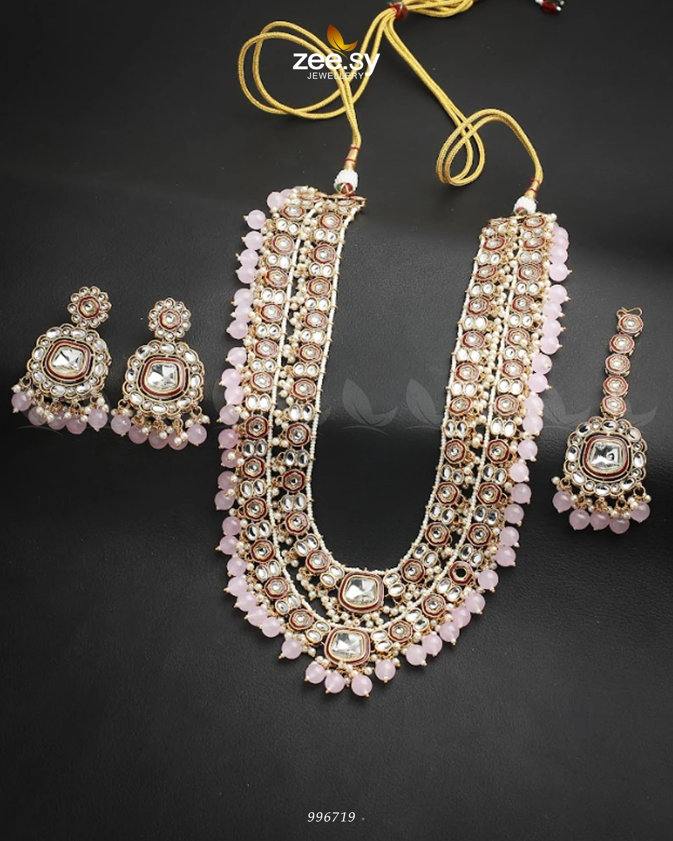 Acacia Malla Necklace Set Mint pink - Zeesy Jewellery