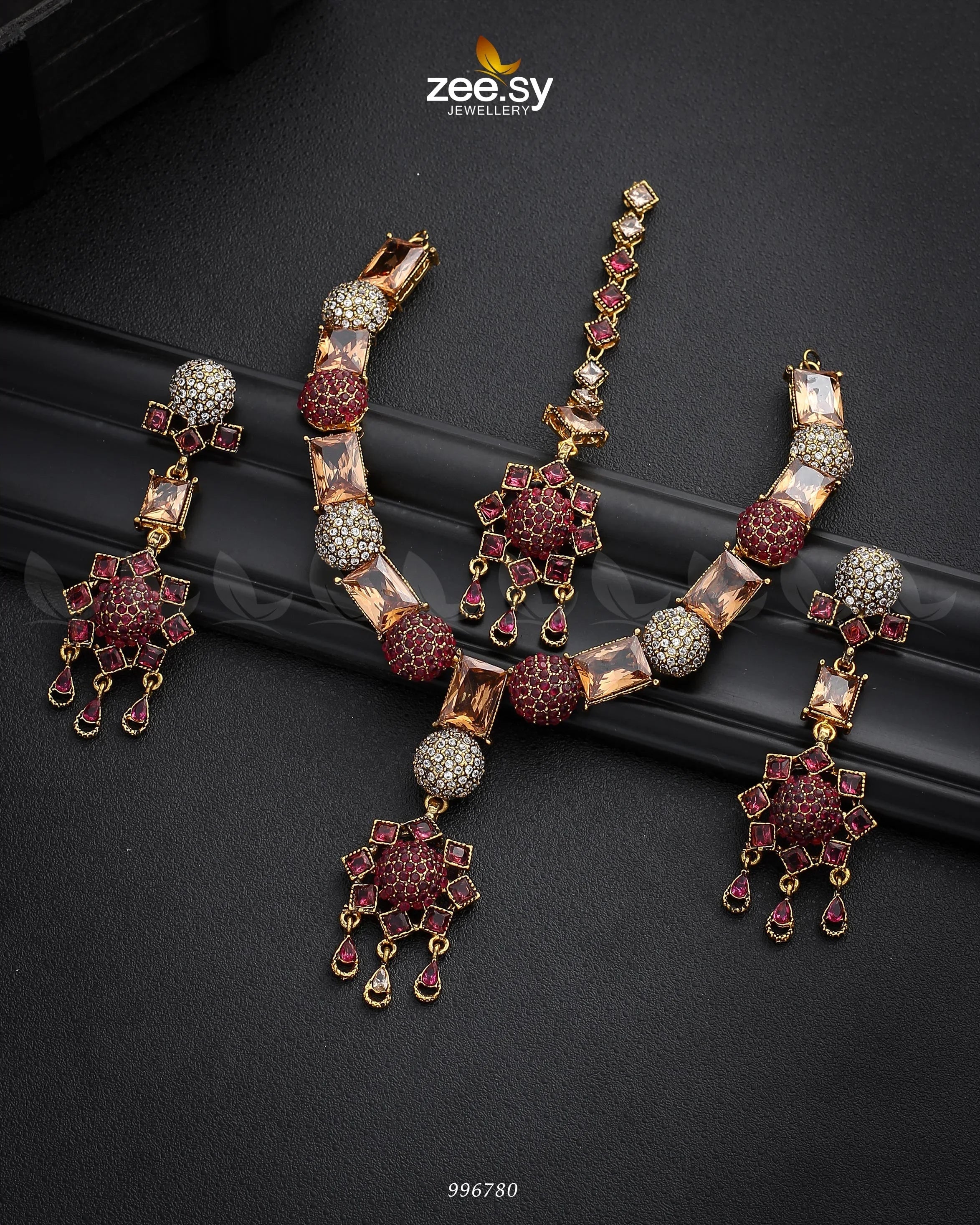 Agapanthus Necklace Set Fuchsia - Zeesy Jewellery
