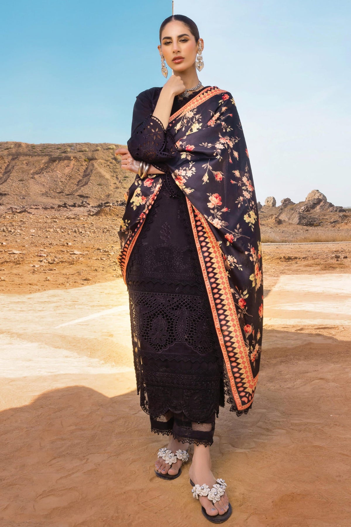 Zainab Chottani Unstitched 3 Piece Luxury Chikankari Lawn Collection'2023-ZC-09-A