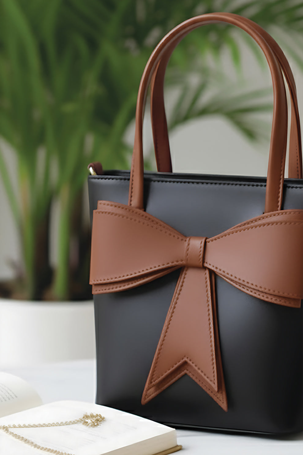 Fineur Carryme Black and brown Tote Bags | Cute Bow High Quality Bag Just for 1999.
