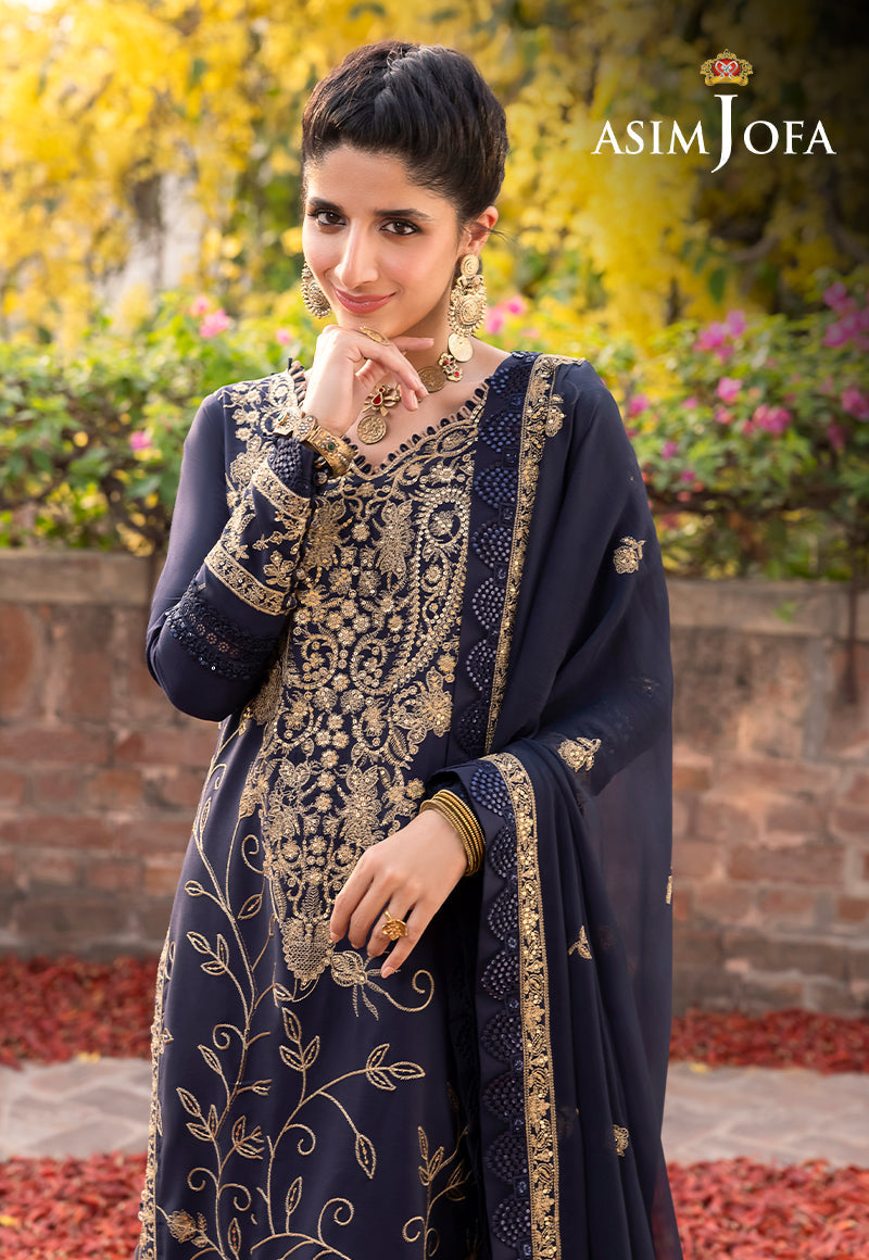 Asim Jofa Shadow Work '23 Ajsw-15 Embroidered Lawn Silk 3 Pcs