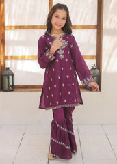 Khanak Stitched Kids-Purple Embroidered Gharara KST 147