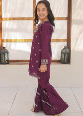 Khanak Stitched Kids-Purple Embroidered Gharara KST 147