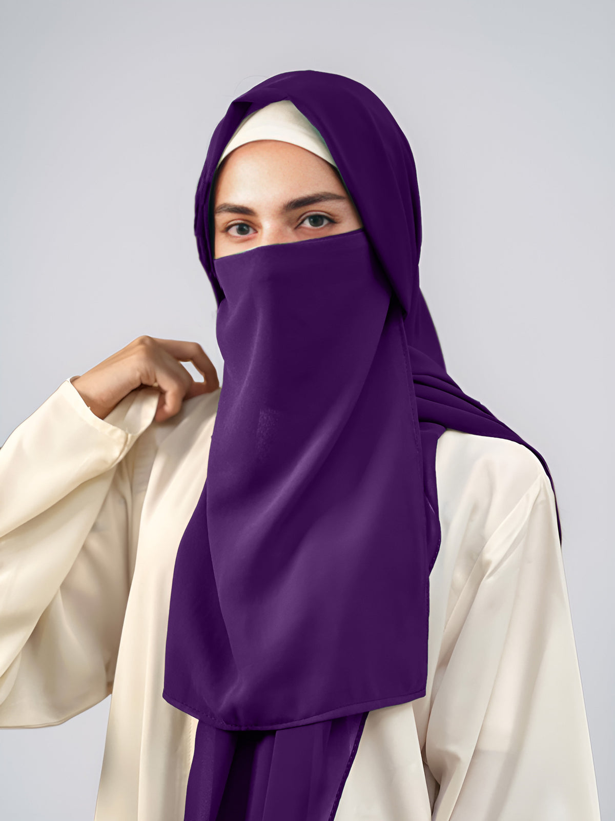 Hijab Ul Hareem Hijab & Niqab Set - Dark Purple