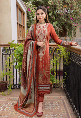 Asim Jofa Rania Pre-Winter '23 Ajrw-08 Designers Stitched Embroidered Premium Winter Cotton 3 Pcs