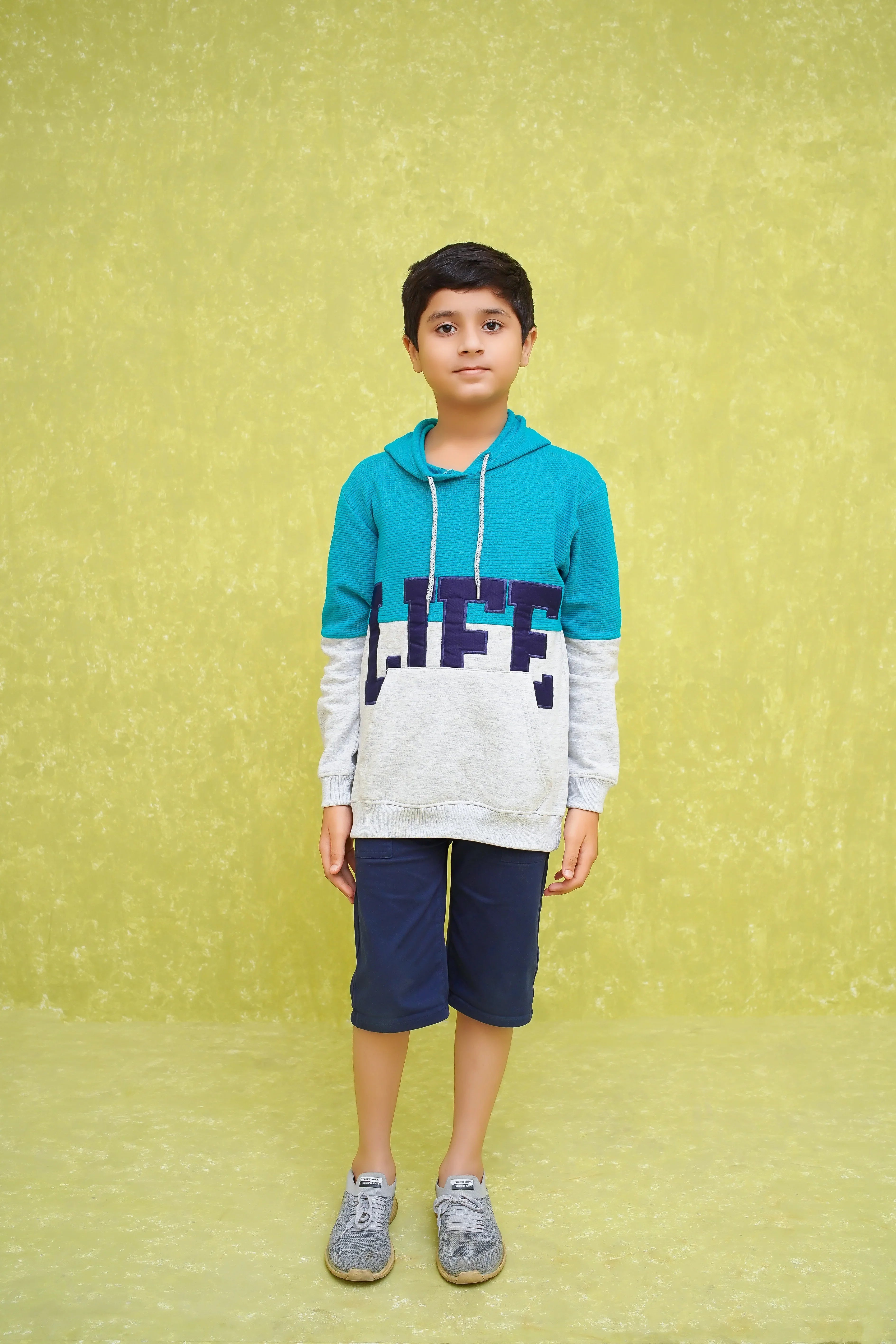 Fleece Printed Hoodie - Wear Ochre