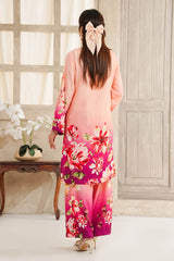 Hazel By Aizal Stitched Co Ords Slub Linen Winter Collection'2025-AH-07-Peach