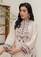 Daily Chic - Ahlam By Safa Textile Stitched 1 Piece Summer Shirt-Classic Beige Minimal