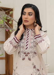 Daily Chic - Ahlam By Safa Textile Stitched 1 Piece Summer Shirt-Classic Beige Minimal