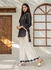 Daily Chic - Ahlam By Safa Textile Stitched 1 Piece Summer Shirt-Black Signature