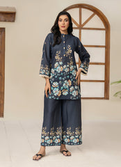 Daily Chic - Ahlam By Safa Textile Stitched 1 Piece Summer Shirt-Royal Blue Elegant Tunic