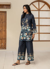 Daily Chic - Ahlam By Safa Textile Stitched 1 Piece Summer Shirt-Royal Blue Elegant Tunic