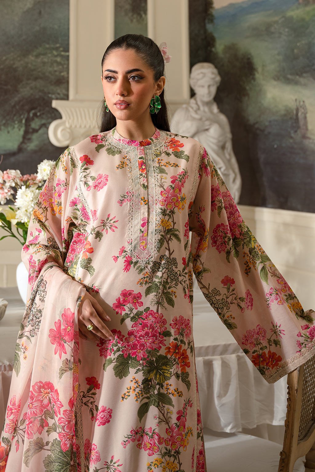 Fresco By Sheenora Stitched 3 Piece Lawn Edit Collection'2024-Musk Pink