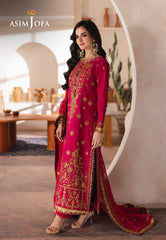 Asim Jofa Designers Limited Edition Ajhed-08 Embroidered Jumbo Silk Stitched 3 Pcs
