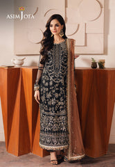 Asim Jofa Designers Limited Edition Ajhed-05 Embroidered Net Stitched 3 Pcs