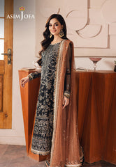 Asim Jofa Designers Limited Edition Ajhed-05 Embroidered Net Stitched 3 Pcs