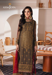 Asim Jofa Designers Limited Edition Ajhed-06 Embroidered Chiffon Stitched 3 Pcs