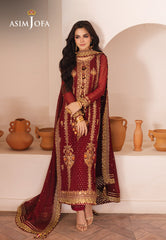 Asim Jofa Designers Limited Edition Ajhed-02 Embroidered Chiffon Stitched 3 Pcs