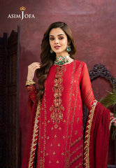Asim Jofa Eid Festive '23 Ajkm-15 Embroidered Cotton Net Organza 3 Pcs