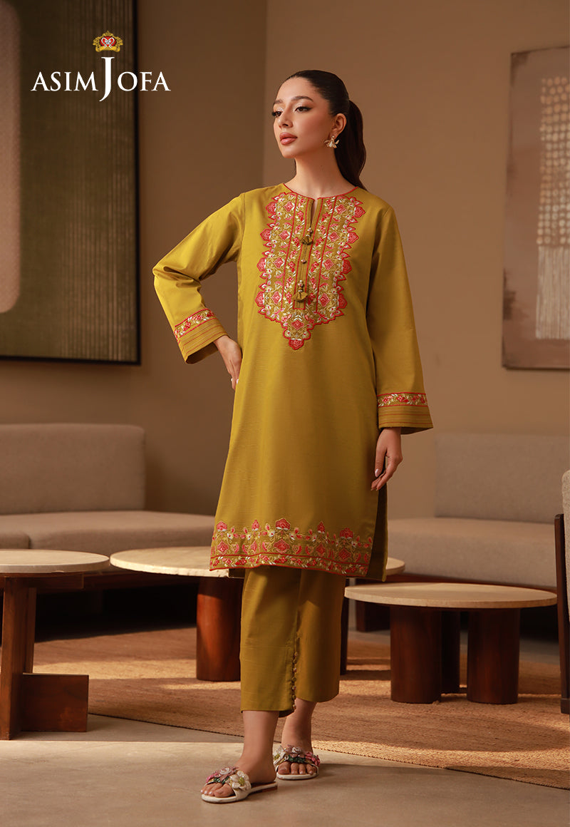 Asim Jofa Essential Pret Drop 7 Ajpb-146 Embroidered Slub Rib Lawn 2 Pcs