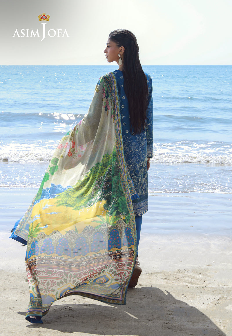 Asim Jofa Essential Pret Drop 7 Ajpb-154 Printed Arabic Lawn 3 Pcs