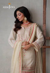 Asim Jofa Stitched 3 Piece Luxury Pret Suit-AJLPN-01 Embroidered Poly Silk Stitched 3pcs