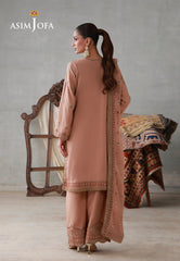 Asim Jofa Stitched 3 Piece Luxury Pret Suit-AJLPN-02 Embroidered Poly Silk Stitched 3pcs