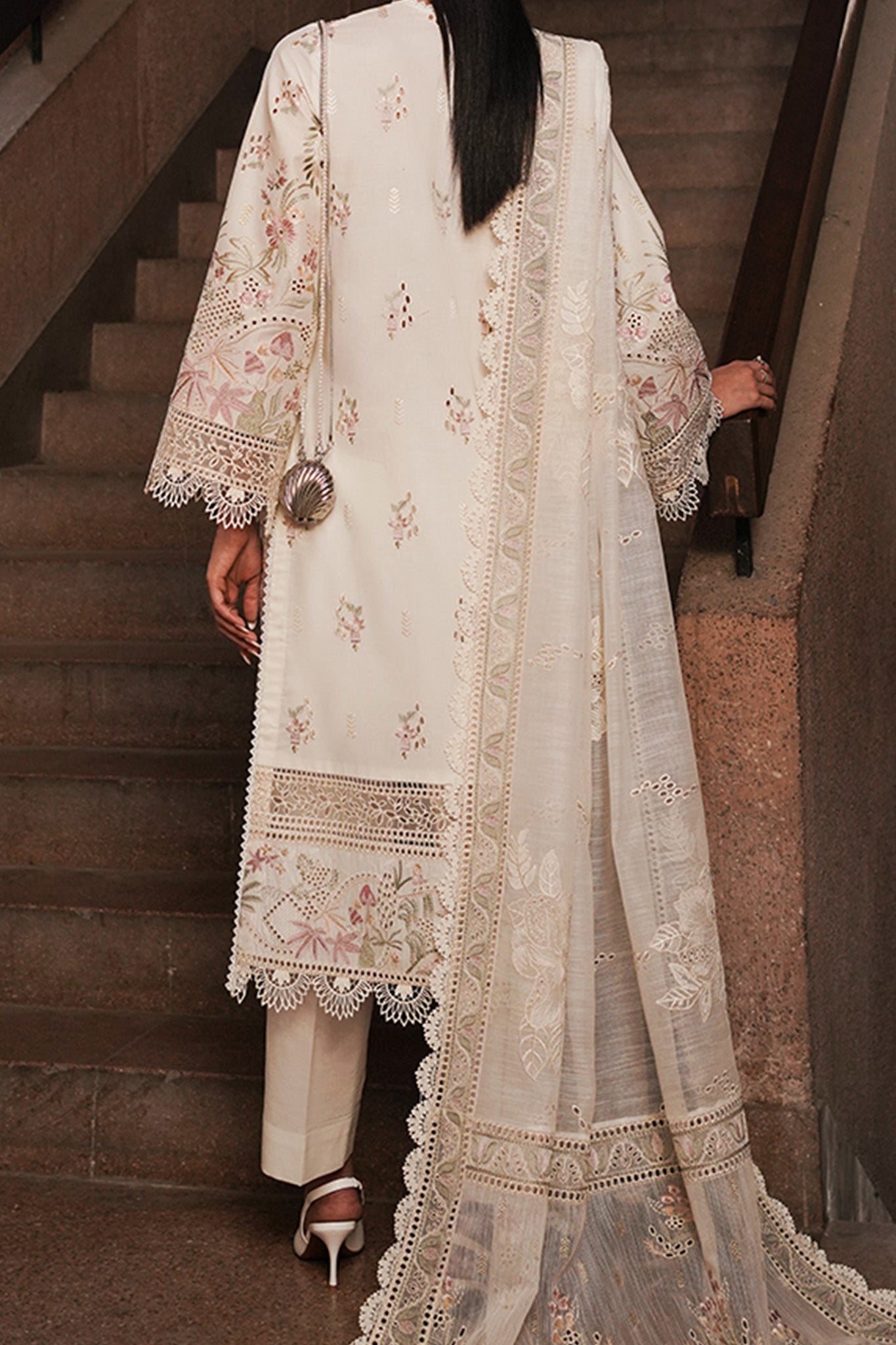 Afrozeh Unstitched 3 Piece Festive Emb Chikankari Lawn Collection'2024-ALV-08-Gypsum