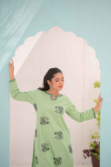 Noor E Gul By Tehzeeb Threads Floral Collection-Embroidered Cotton Stitched 2 Piece (Shirt / Trouser)-TE-04