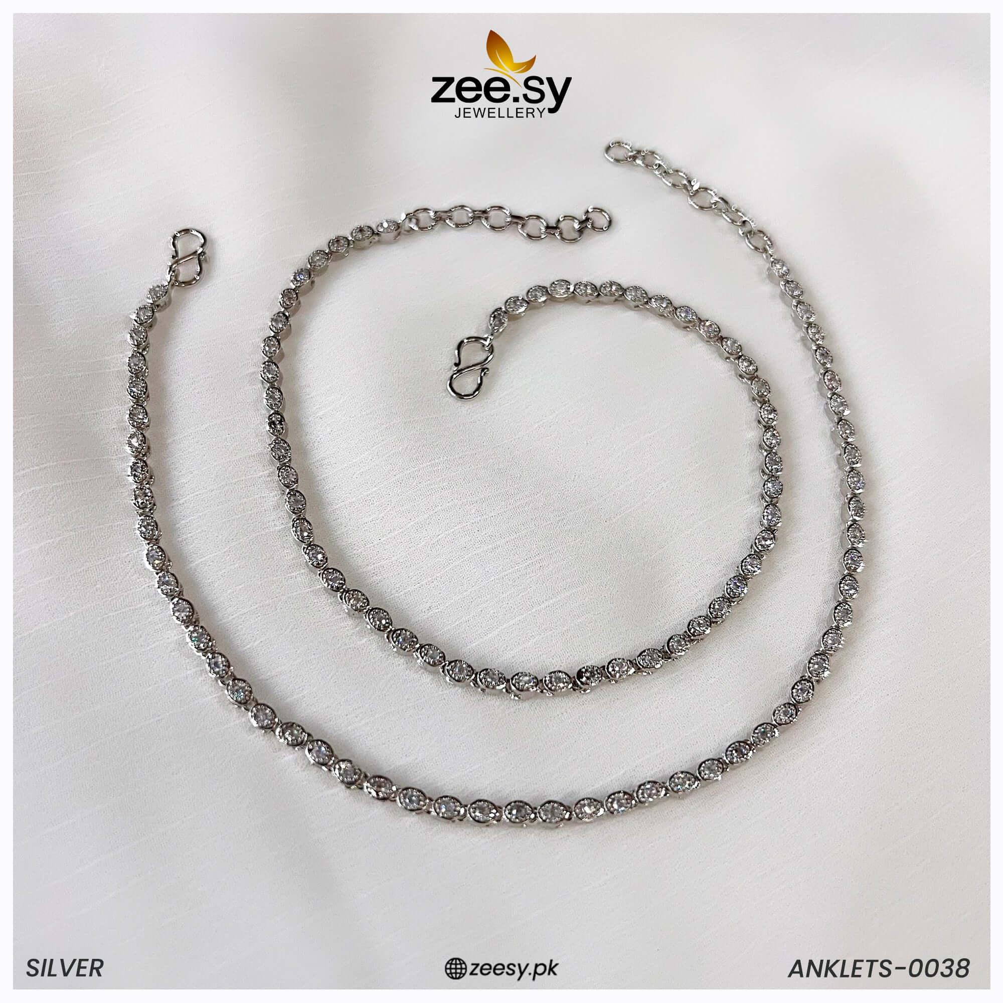 ANKLETS-0038 Silver - Zeesy Jewellery
