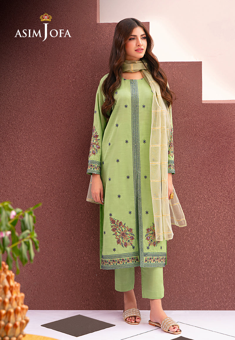 Asim Jofa Outfit Of The Day Ajod-22 Embroidered Indian Raw Silk 3 Pcs