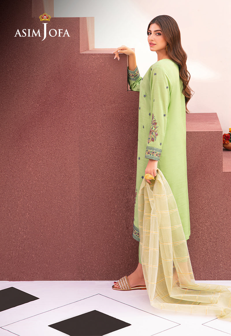 Asim Jofa Outfit Of The Day Ajod-22 Embroidered Indian Raw Silk 3 Pcs