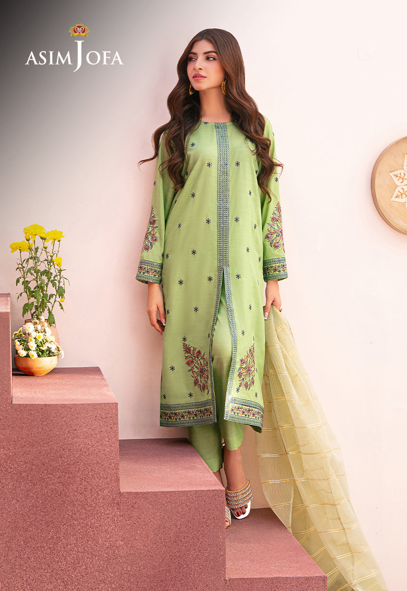 Asim Jofa Outfit Of The Day Ajod-22 Embroidered Indian Raw Silk 3 Pcs