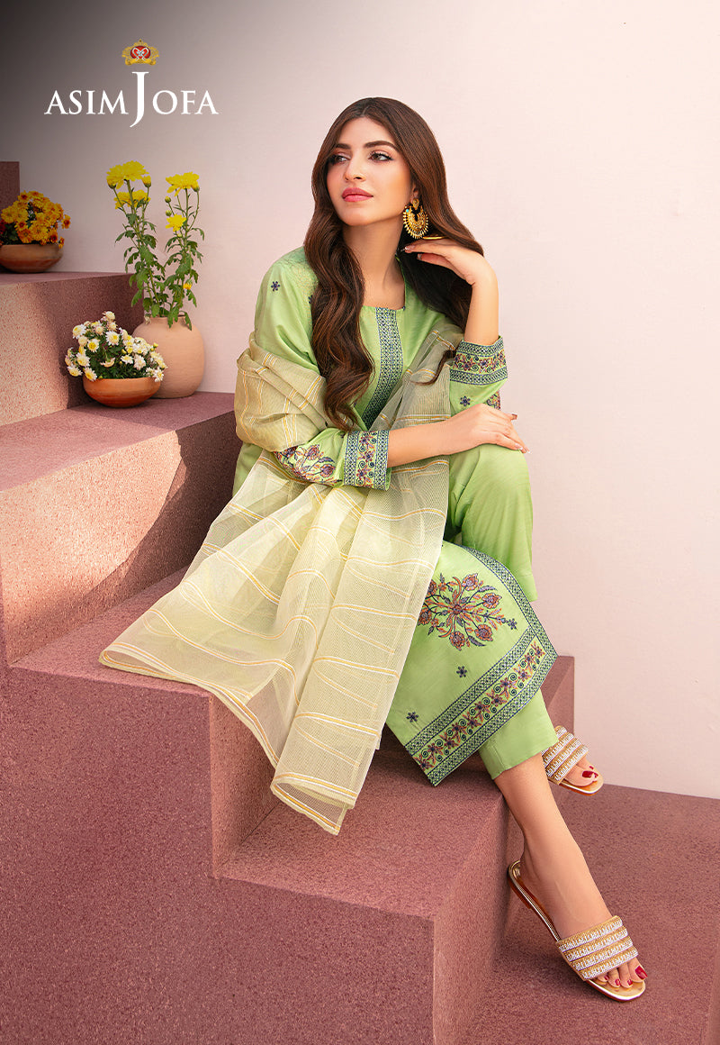 Asim Jofa Outfit Of The Day Ajod-22 Embroidered Indian Raw Silk 3 Pcs