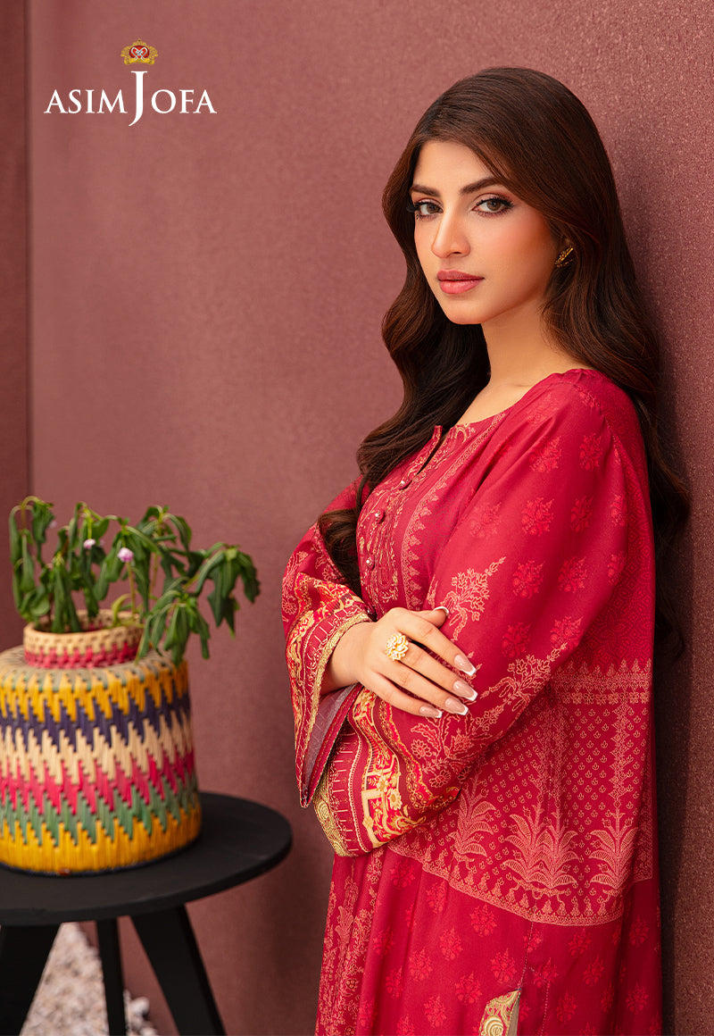 Asim Jofa Outfit Of The Day Ajod-07 Printed Lawn Silk 1 Pc