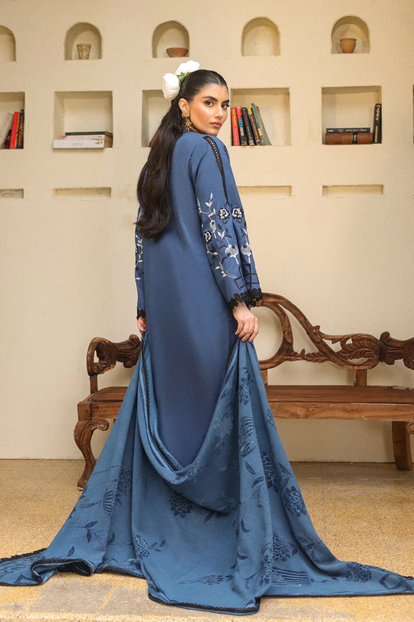 Sahar Unstitched 3 Piece Emb Khaddar Winter Collection'2025-AW2-25-05-Azure Ash