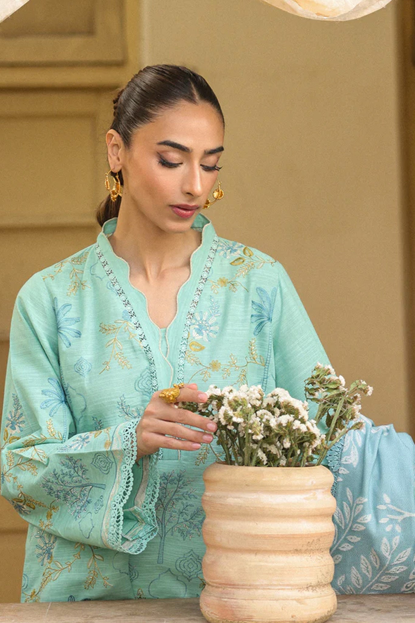 Sahar Unstitched 3 Piece Emb Khaddar Winter Collection'2025-AW2-25-06-Ocean Opal