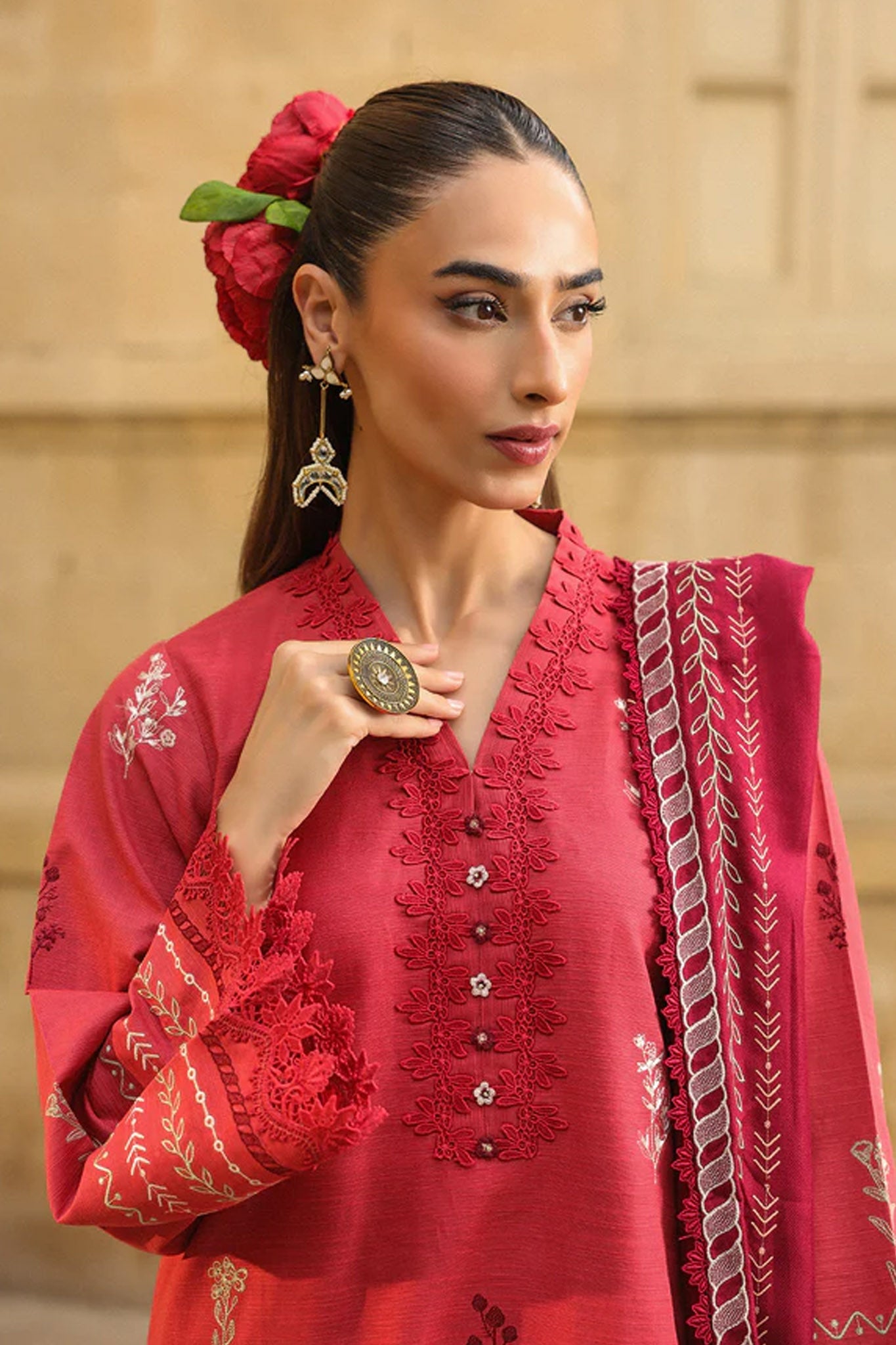 Sahar Unstitched 3 Piece Emb Khaddar Winter Collection'2025-AW2-25-07-Vermilion Glow