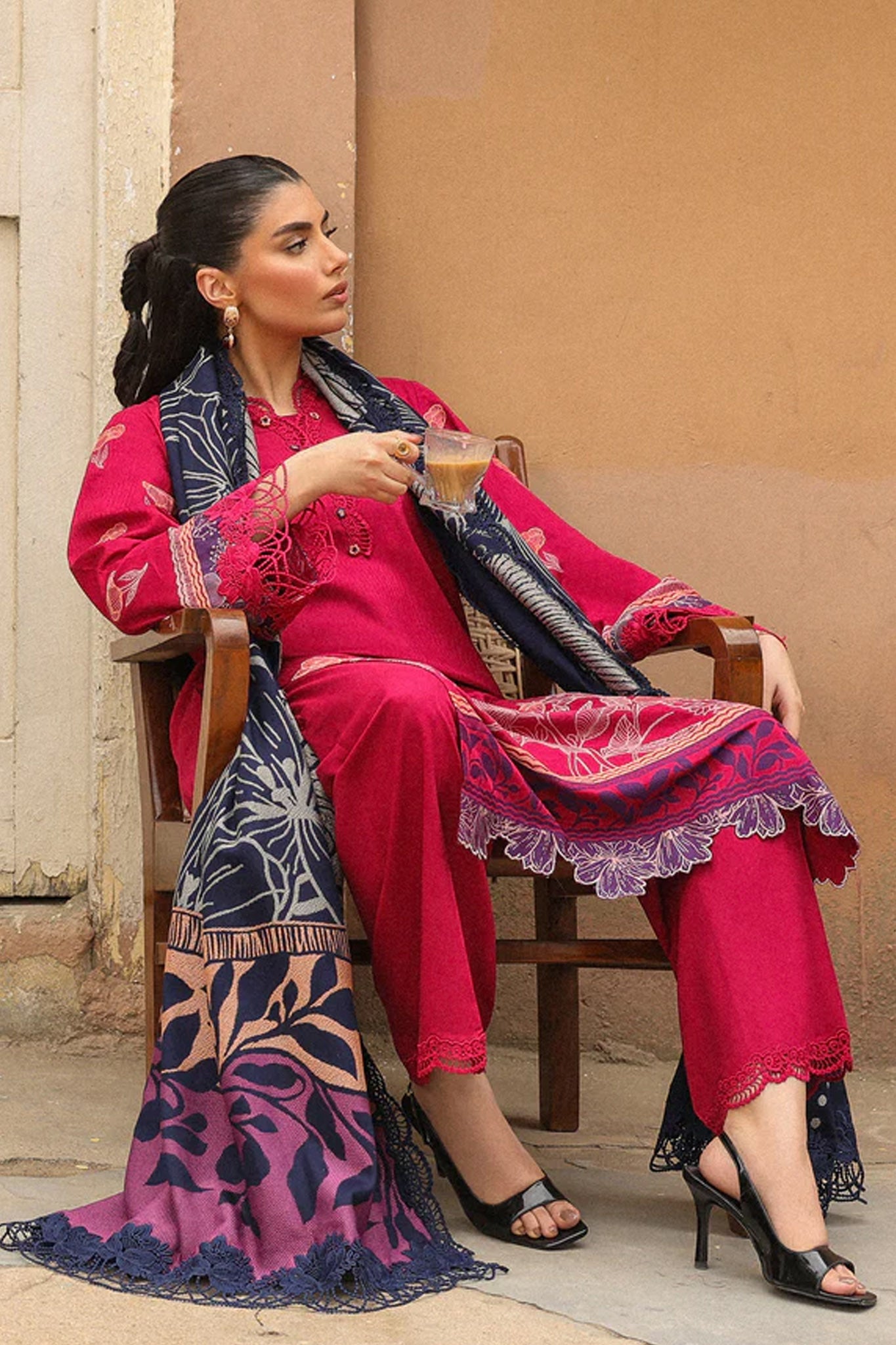 Sahar Unstitched 3 Piece Dyed Jacquard Winter Collection'2025-AW2-25-14-Pink Horizon